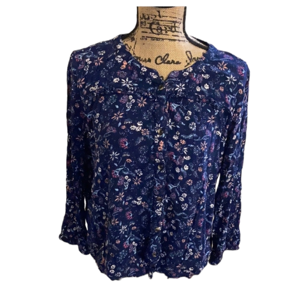 🌻Women's Navy Floral Blouse